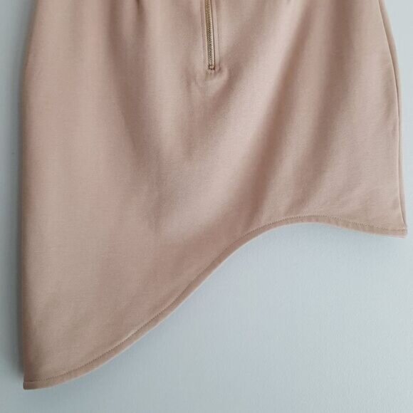 COCO & YVES Asymmetrical Fitted Mini Skirt Light Beige Sz S - Picture 7 of 10